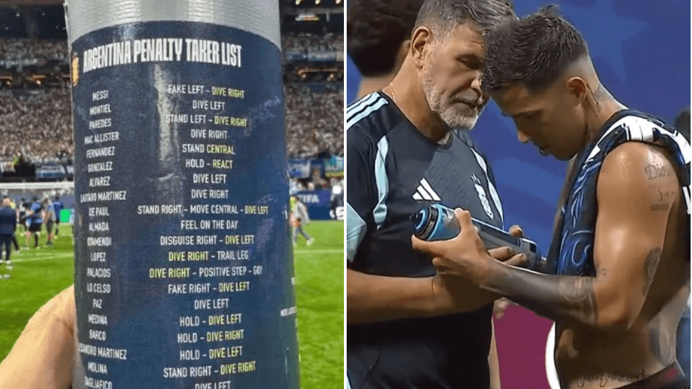 Argentina Players Laugh at Jordan Pickford Water Bottle Cheat Sheet After Win