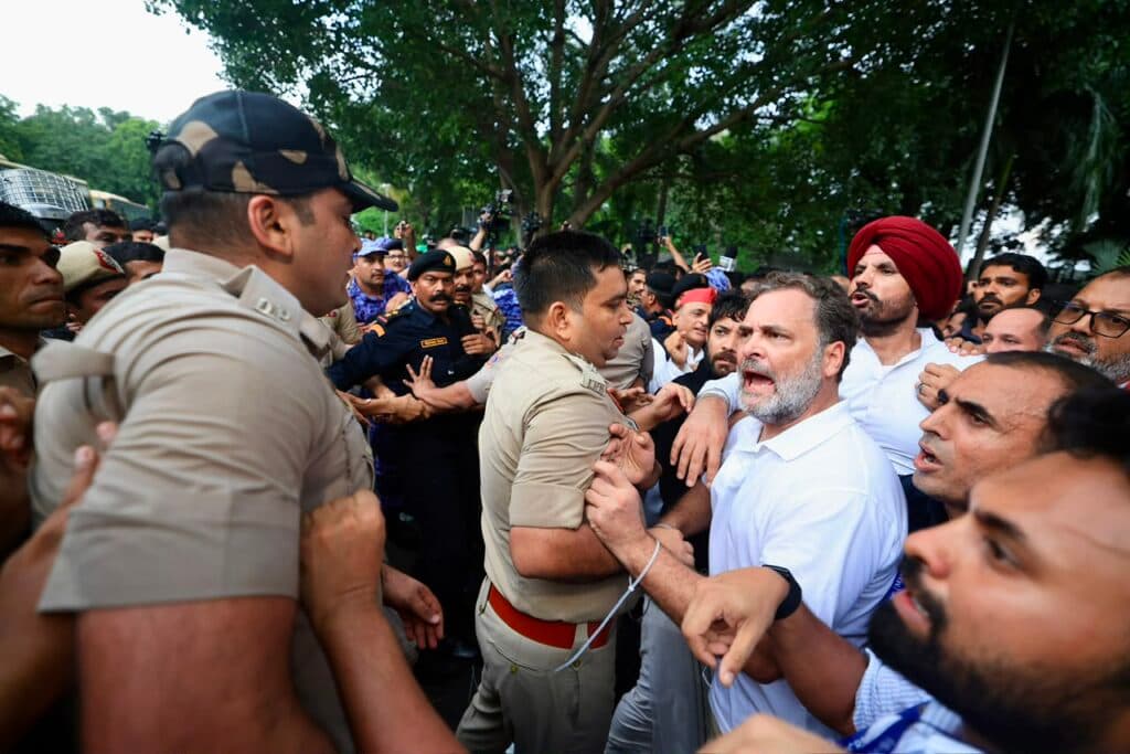 Rahul Gandhi & several other prominent leaders were protesting against paper leaks and the Modi Govt.