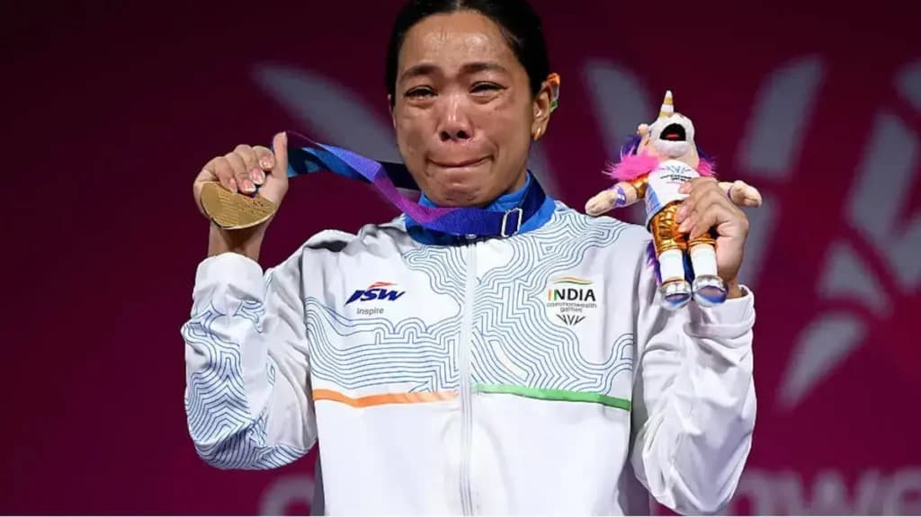 Mirabai Chanu turned emotional after victory.