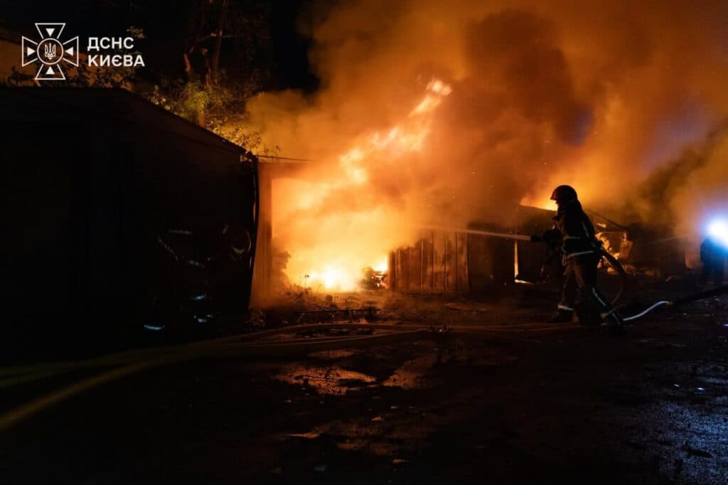 Fire Burns After Russia's massive attack on Kyiv